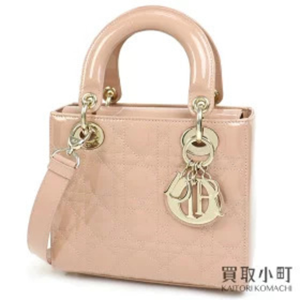 Dior Lady Bag Cannage Stitch Rose Pink de Vent Patent Vernis Leather Charm